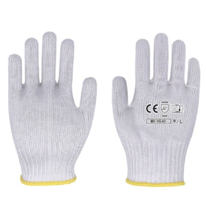 HPPE wire wrapped cut resistant gloves